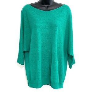 Vince Woman LINEN Green Pullover 3/4 Sleeve Shirt Size S/P
